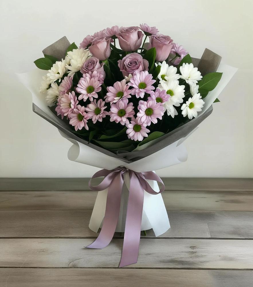 Букет цветов из: Хризантемы и Розы в Котовске