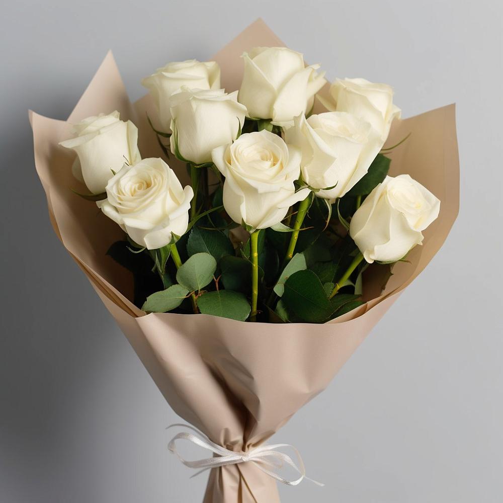 Букет 9 Белых роз Эдлесс Лав в Котовске