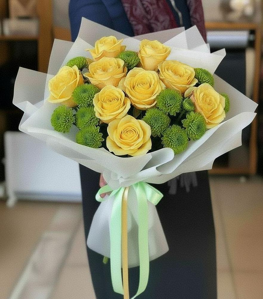 Букет цветов из: Хризантемы и Розы в Котовске