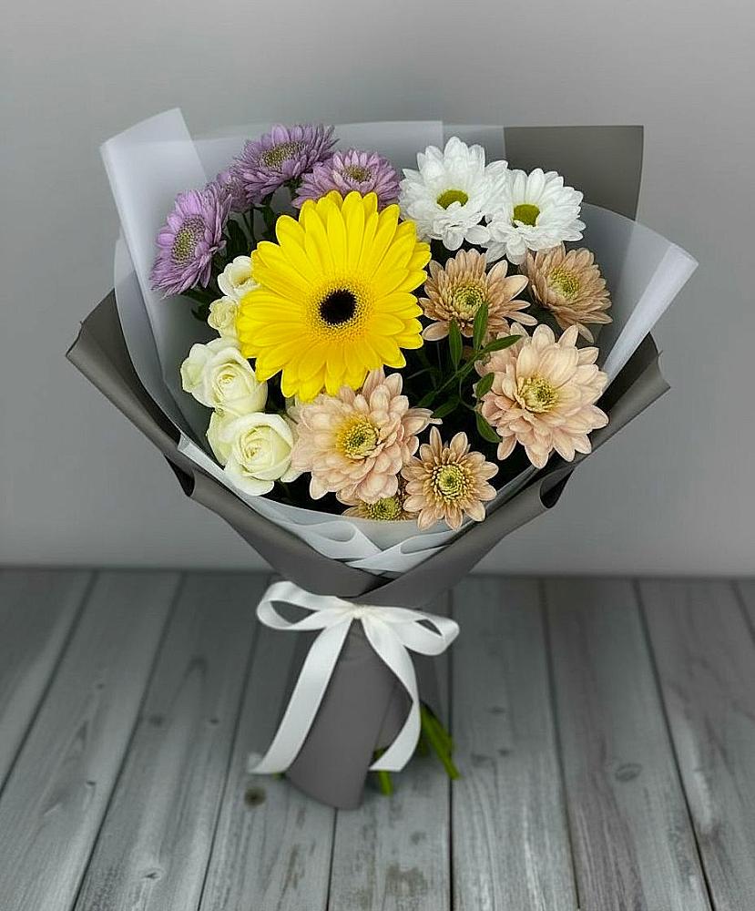 Букет цветов из: Розы, Герберы и Хризантемы в Котовске