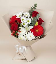 Букет цветов из:  Розы, Хризантемы, Герберы и Лилии в Котовске