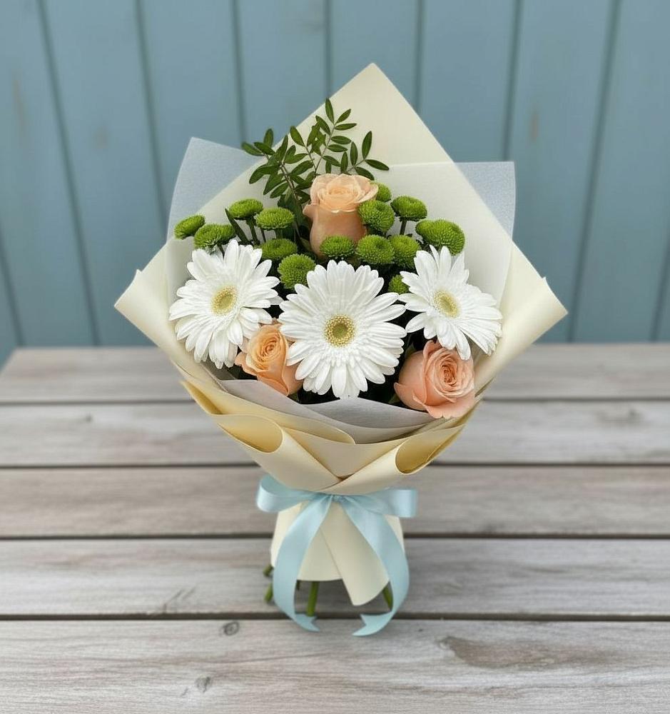 Букет цветов из: Герберы, Розы и Хризантемы в Котовске
