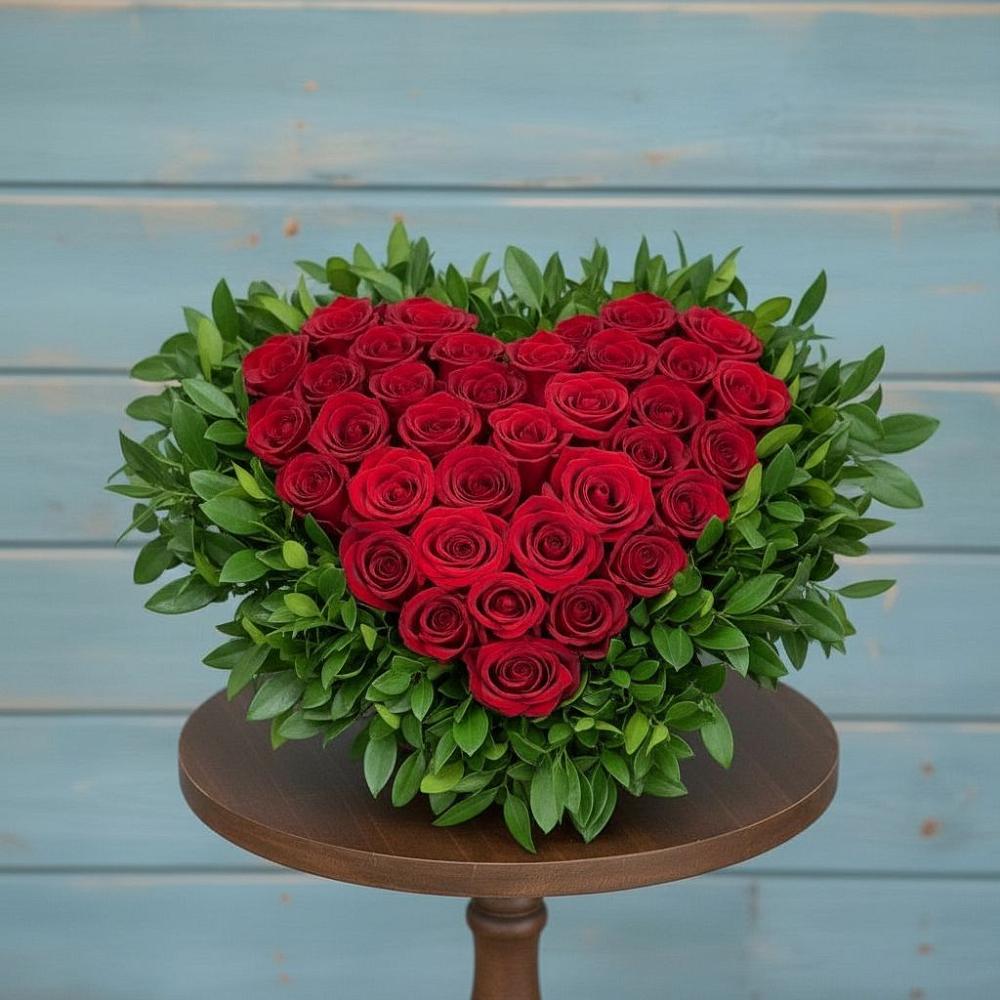 Цветочная композиция из Розы в виде сердца в Котовске