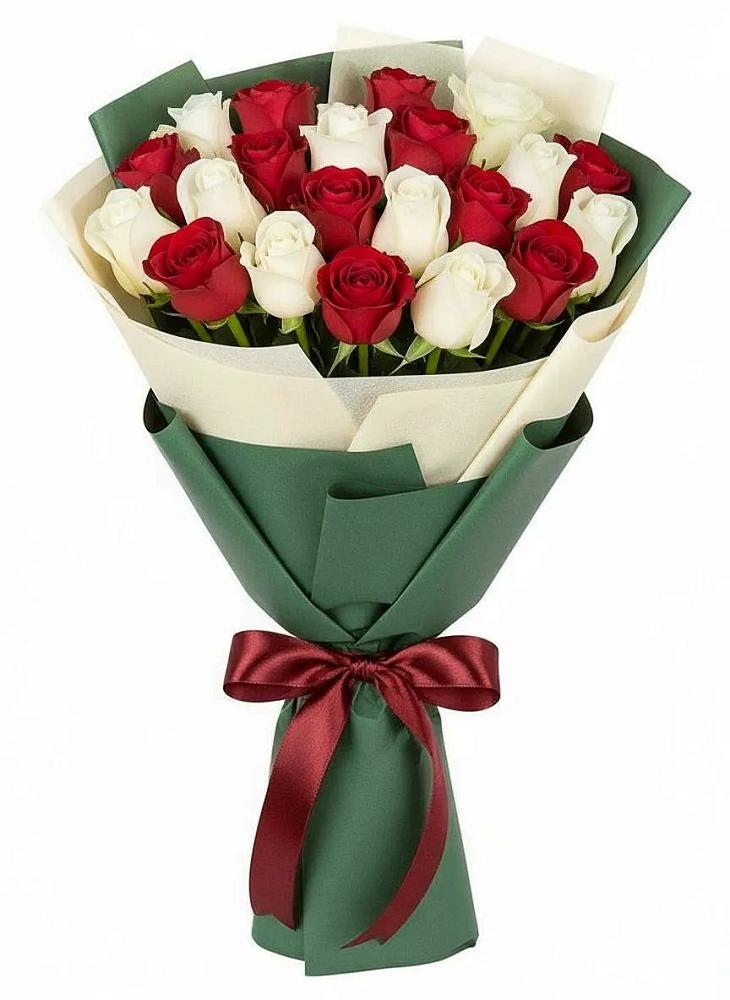 Букет Микс из красных и белых роз в Котовске