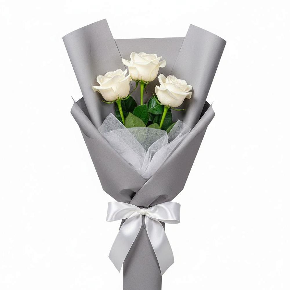 Букет 3 белые розы в Котовске