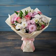 Букет цветов из:  Хризантемы, Альстромерии и Розы в Котовске